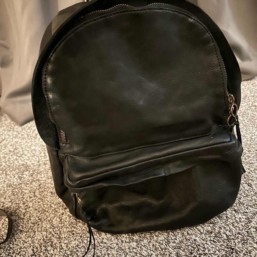 Black Leather Men's Backpack